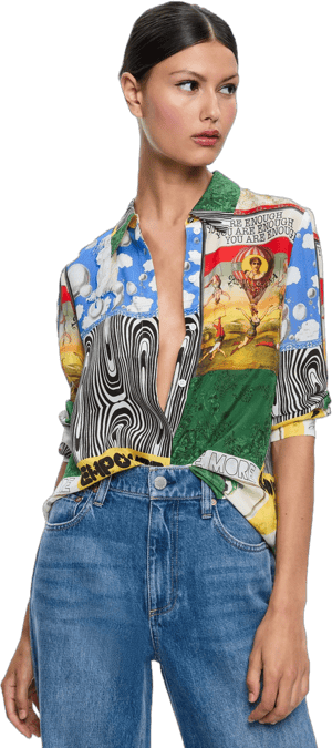 Alice + Olivia Women's Willa Silk Button-Up Shirt