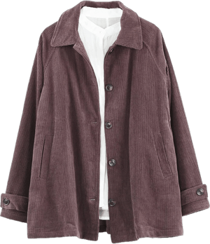 Minibee Women's Corduroy Long Sleeve Button Down Jacket with Pockets