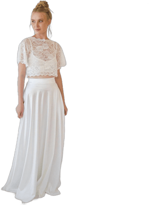 Silky Two Piece Wedding Dress Separates