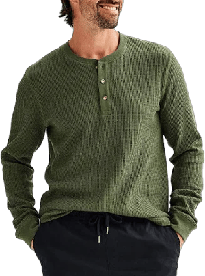 Men's Sonoma Goods For Life Long Sleeve Waffle Henley Tee, Size: XS, Infantry Olive