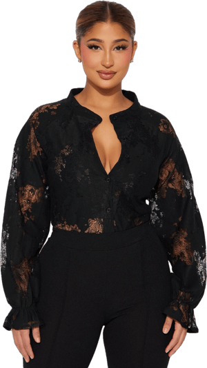 Fashion Nova Women's Dark Fantasy Lace Shirt