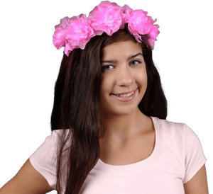 Flashing Blinky Lights Pink Rosebud LED Flower Halo Crown