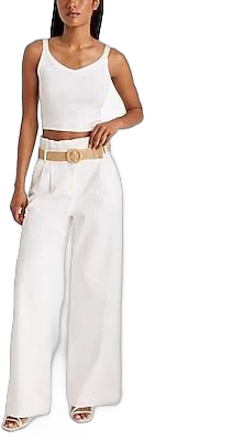 Express Women's Super High Waisted Belted Paperbag Palazzo Pants