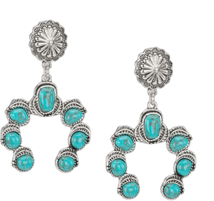 Rustic Couture's Turquoise Flower Silver Base Dangling Earring