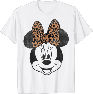 Disney Minnie Mouse Distressed Vintage Leopard Bow Portrait T-Shirt