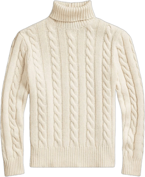 Polo Ralph Lauren Men's Cable Knit Wool Cashmere Turtleneck Sweater