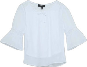 Girls Amy Byer Bell Sleeve Top with Lace Inset