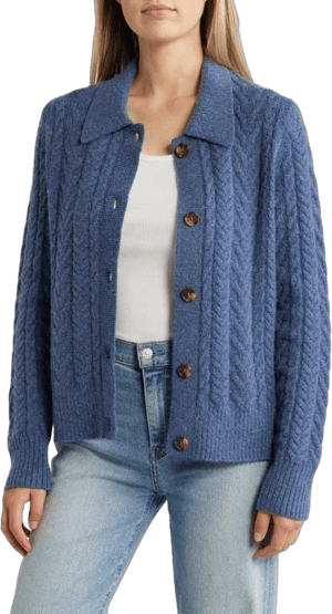 Caslon Cable Cotton Blend Cardigan