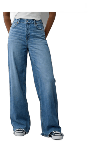 Ae Dreamy Drape Stretch Super High-Waisted Baggy Wide-Leg Jean