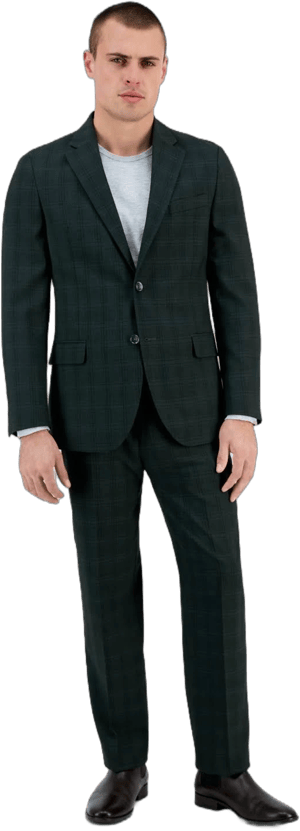 Nautica Men's Modern-Fit Stretch Plaid Suit