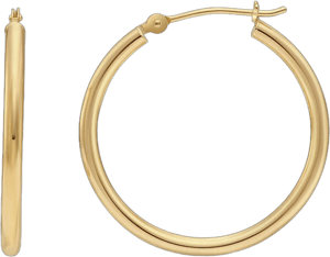 14K Yellow Gold Round Hoop Earrings