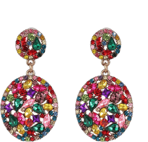 Asphinien Crystal Rhinestone Paved Round Stud Earrings