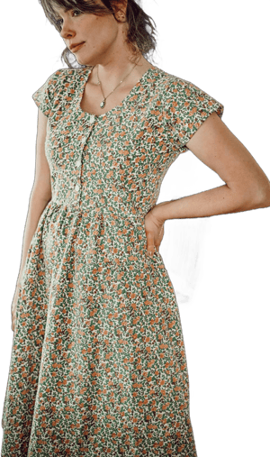 Vintage 1950s A-Line Floral Dress