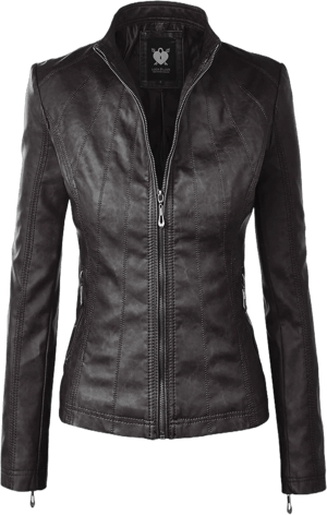 Lock and Love Women's Faux Leather Biker Jacket Coat