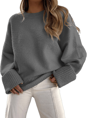 ANRABESS Women's Oversized Fuzzy Knit Sweater