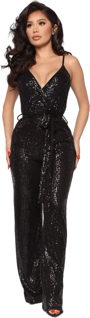 Fashion Nova Women's Sequin Jumpsuit