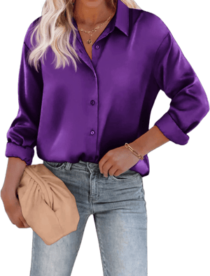 Women's Satin Silk Button Down Shirt