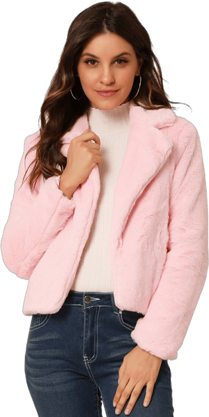 Inspire Chic Women's Cropped Fluffy Faux Fur Jacket