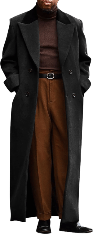 Runcati Men's Full Length Double Breasted Trench Coat