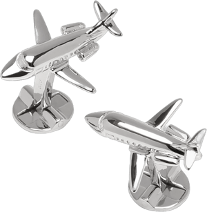 Sterling Silver Men's Private Jet Cufflinks