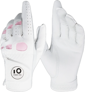 FINGER TEN Women’s Leather Golf Glove with Ball Marker Extra Grip 1 Pack