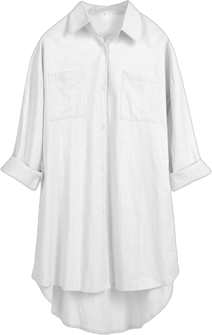 Women's Oversized Linen Long Sleeve Button Up Shirt