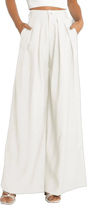 Women's High Waist Wide Leg Palazzo Pants with Pockets