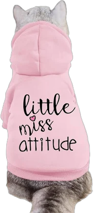 Cayxatiu Cat Hoodies for Cats Puppy Pet Clothes Cat Apparel Little Miss Attitude Print Dog Hoodie for Small Medium Dogs Outfits for Kittens(Pink,M)