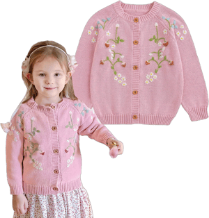 Simplee Kids Embroidered Strawberry Knit Sweater