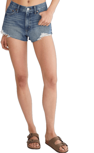 Aeropostale Womens' Vintage High-Rise Denim Shorty Shorts Blue Size