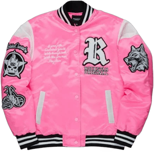 Sosa Hot Pink Satin Varsity Jacket XS / HOT PINK