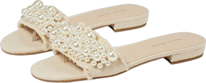 Pelle Moda Women's Imitation Pearl Slide Sandals