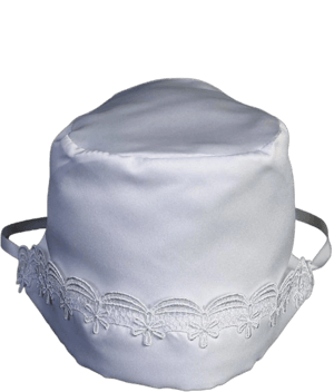 Baby Girls Satin Lace Trim Bonnet