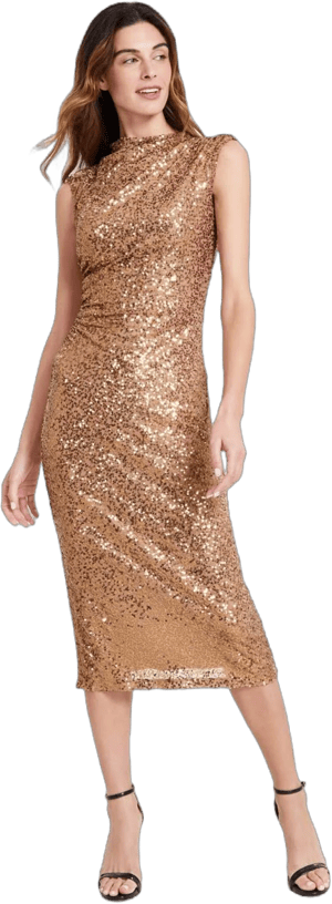 Anne Klein Women's Draped Sequin Midi Dress