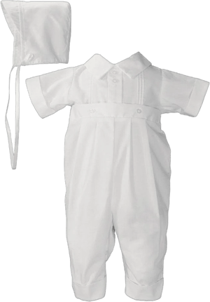 Little Things Mean A Lot Poly Cotton Christening Coverall Set with Pin Tucking