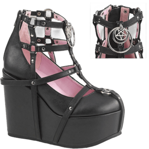 Pleaser Poison-25-1 Wedge Platform Cage Booties