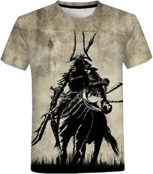 NOBRAND Men's 3D Digital Print Samurai Pattern Sweat-absorbing T-Shirt