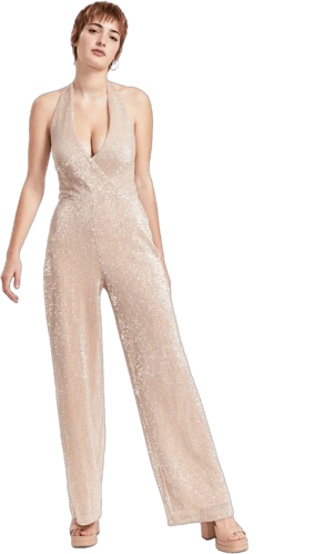 GUESS Women's Suvi Sequin Halter Jumpsuit