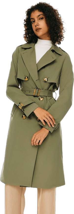 Orolay Women's 3/4 Length Belted Double-Breasted Trench Coat