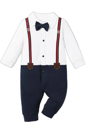 PATPAT Little CoCo&Gentlemen Baby Boy's Romper Suits Cotton Jumpsuit Formal for Wedding Outfits Infant Clothes 0-18 Months