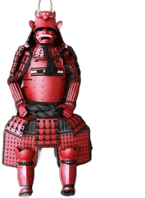 Fukushima Masanori All Red Samurai Armor Tosei Gusoku Style Demon Maedate Menpo with beard Red scales with Black cords Helmet & Menpo