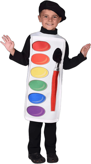 Watercolor Paint Palette Costume for Kids | Kids | Unisex | Black/Red/White | One-Size | Rasta Imposta