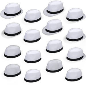 Lasnten 16 Pcs 1920s Hats Bulk for Men Short Brim Sun Panama Hats for Men Women Party Costume, Circumference 60 cm