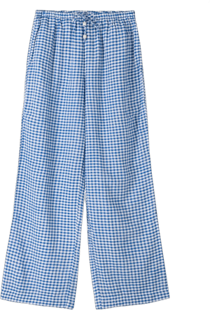 Bershka Women's Gingham Check Wide Leg Pants