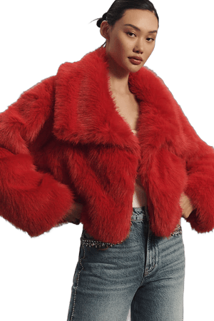 Maeve Cropped Faux-Fur Jacket