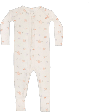 Brave Little Ones Pastel Floral Ribbed Zip Romper