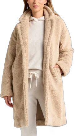 Zella Faux Shearling Longline Coat in Tan Oxford at Nordstrom, Size X-Large