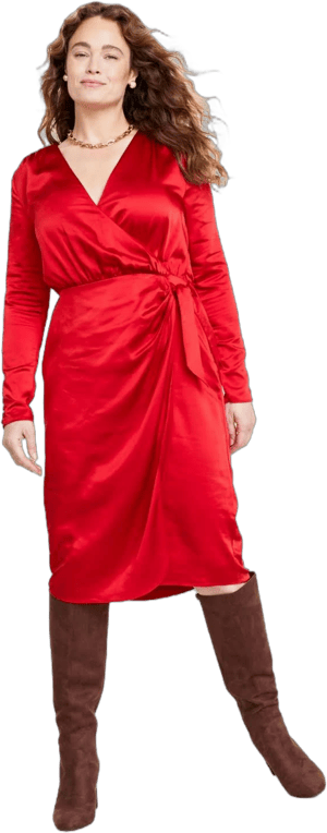 On 34th Women's Satin Wrap Dress