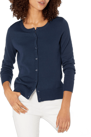 Amazon Essentials Women's Lightweight Crewneck Cardigan Sweater