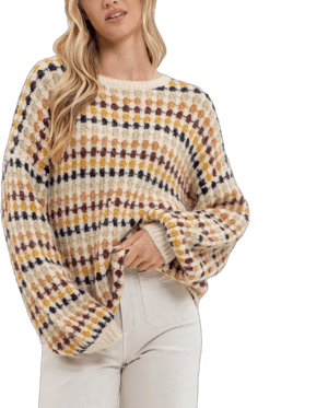 Blu Pepper Women's Drop Shoulder Crewneck Sweater